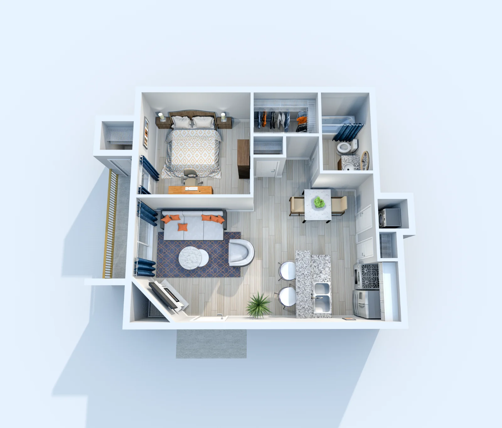 Interlace — floor plan, Plan A1 · 1 bed · 1 bath · 517 sq ft