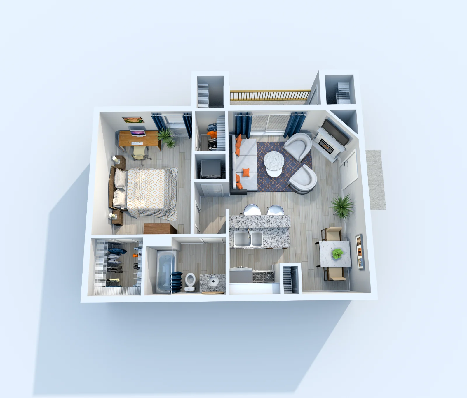 Interlace — floor plan, Plan A3 · 1 bed · 1 bath · 610 sq ft
